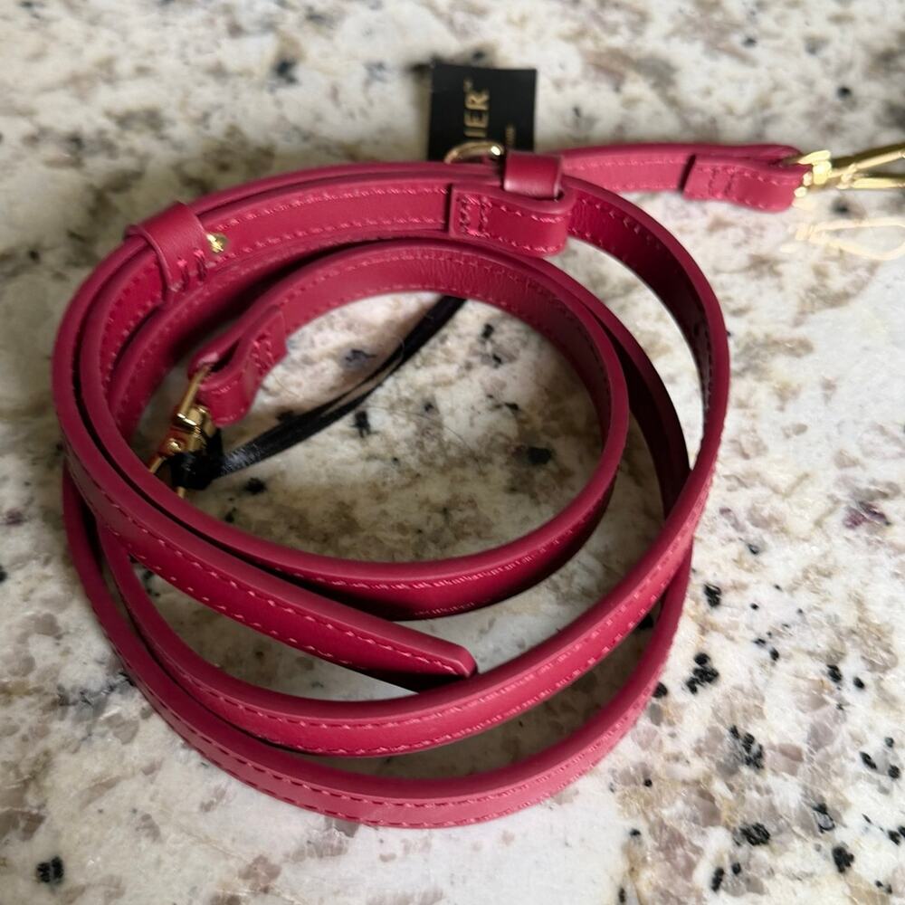 Bandolier Red Leather Strap with Gold Hardware